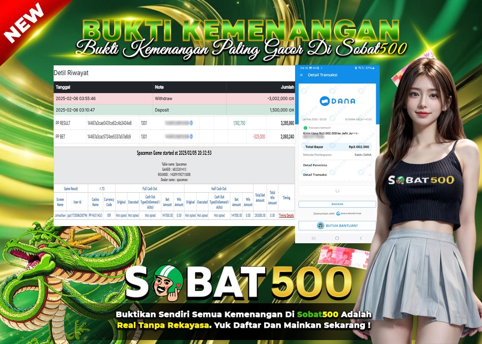 BUKTI JACKPOT SPACEMAN TERPERCAYA DI INDONESIA TGL 06-02-2025